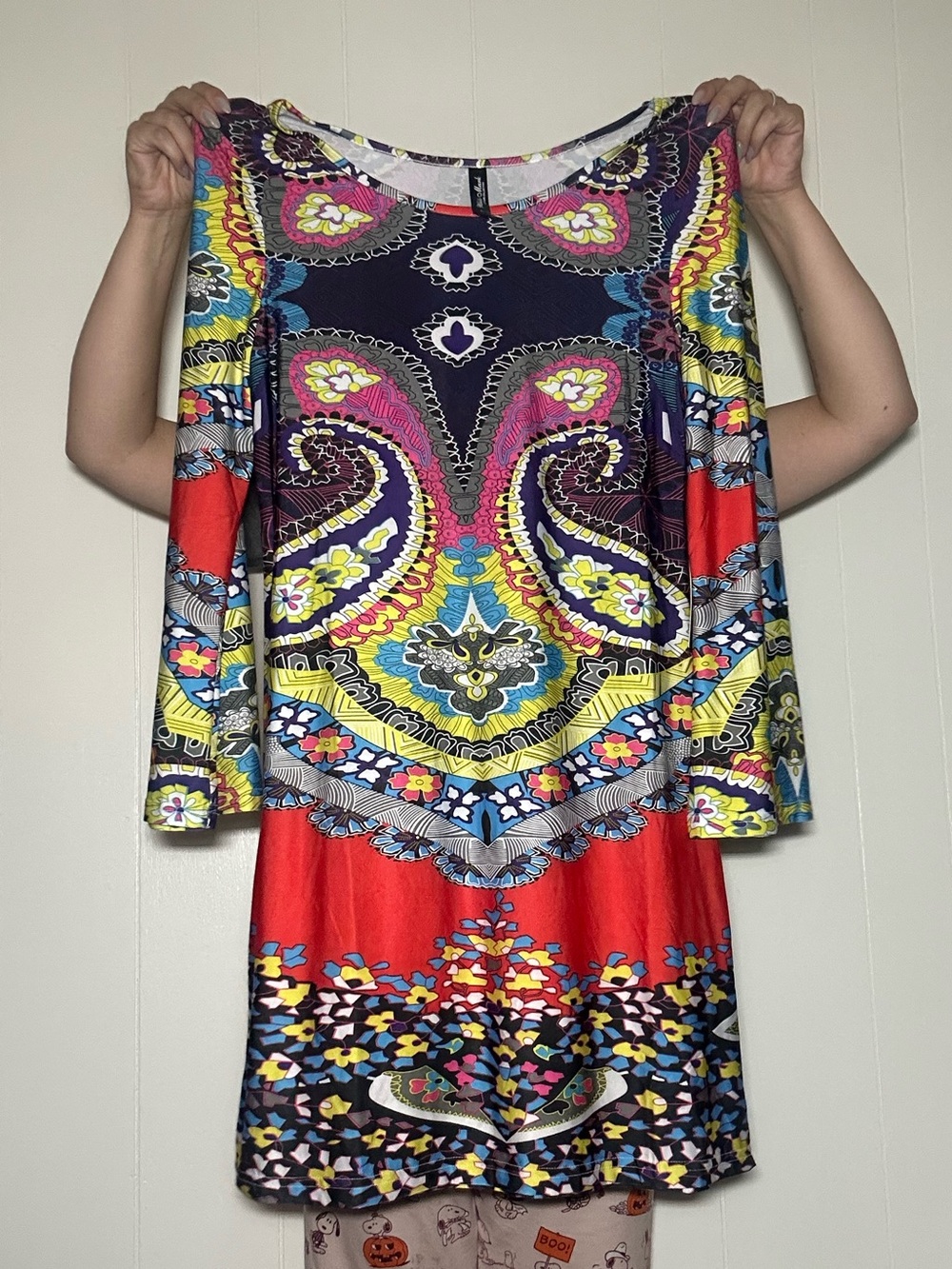 White Mark Long Sleeve Paisley Print Dress size Large